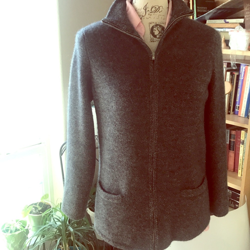 Zip front cashmere cardigan